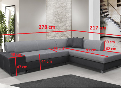 Moderne Design Ecksofa Porto Bettfunktion Couch Textil Sofas Schlaf Sofa