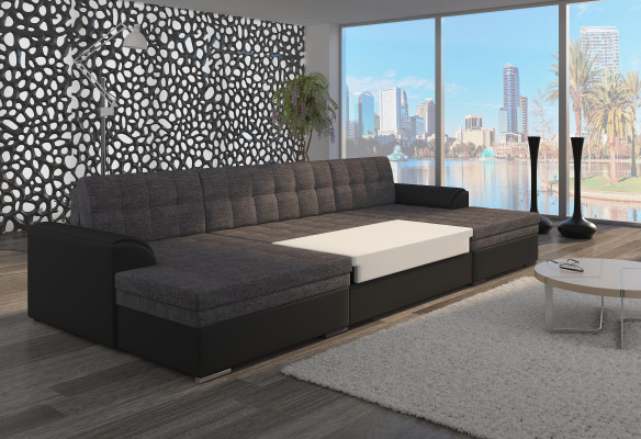 Modern Design Ecksofa Vento Bettfunktion Couch Leder Polster Textil Sofas
