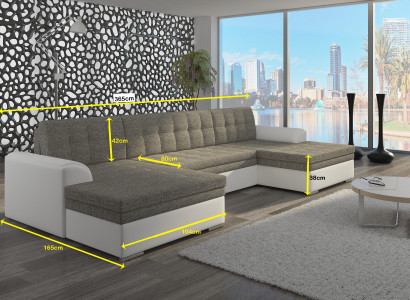 Modern Design Ecksofa Vento Bettfunktion Couch Leder Polster Textil Sofas