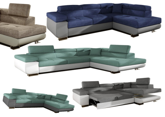 Klassisch Design Ecksofa Sofa Couchen Bettfunktion Couch Polster Textil Sofas