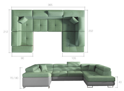 Wohnlandschaft Sofa Schlafsofa Couch Polster Eckgarnitur Bettfunktion