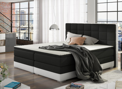 Lederbett Polster Bett Boxspring Betten Bettkasten 180x200cm Matratze