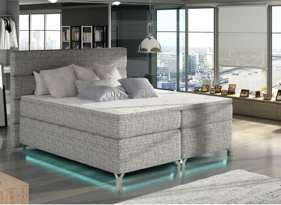 Boxspring Bett 180x200cm Betten Hotel Leder Komplett Bettkasten Topper