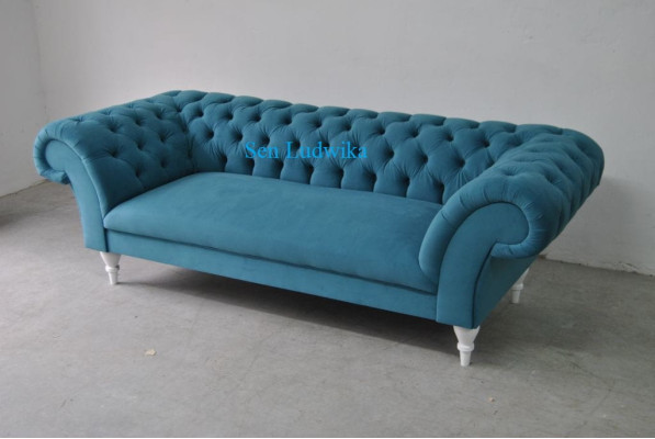 Textil 3 Sitzer Blau Stoff Design Couch Polster Sofas Modern Sofa Chesterfield