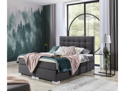 Komplett Set Matratze & Topper Boxspring Bett Polster Betten Textil Stoff