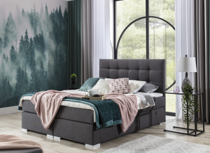 Komplett Set Matratze & Topper Boxspring Bett Polster Betten Textil Stoff