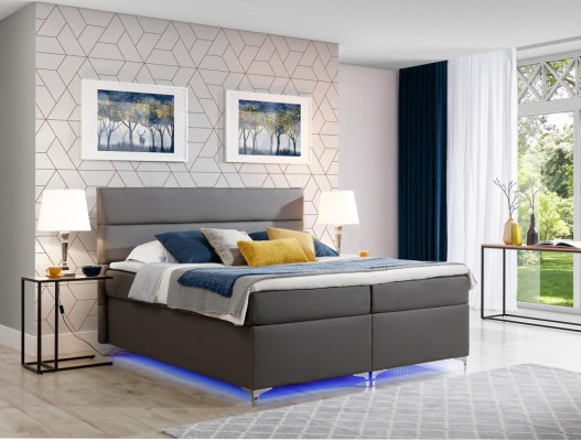 Boxspring Bett Doppelbett Lederbett Betten Polster Schlafzimmer Möbel 180x200