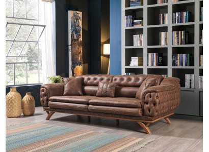 Sofa 3 Sitzer Chesterfield Stoff Couch Polster Sofas Kunstleder Couchen