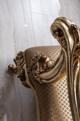 Sessel Wohnzimmer Klassisch Design Sessel Gold Luxus Wohnzimmer Textil