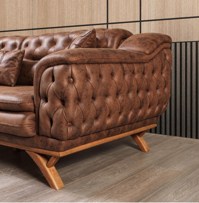 Sofa 3 Sitzer Chesterfield Stoff Couch Polster Sofas Kunstleder Couchen