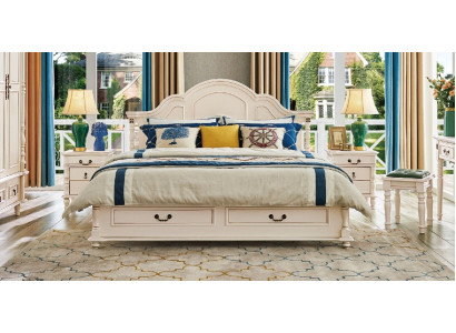 Erstaunliches Schlafzimmer-Set mit Bett und Nachttischen in Weiß