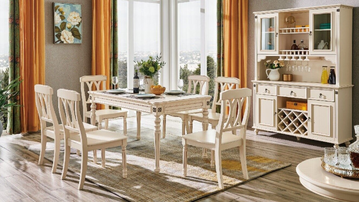 Esszimmer Esstisch 6 x Stühle Ess Garnitur Set Holz Küche Tisch Gruppe 7tlg. Neu