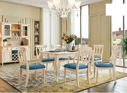 Esszimmer Esstisch 6 x Stuhle Ess Set Holz Küche Gruppe Anrichte Möbel Neu 7tlg.