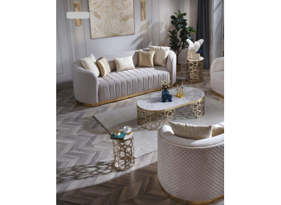 Ovale Couch Dreisitzer Couchen Möbel Sofa Einrichtung Wohnzimmer Samt