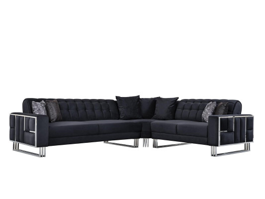 Luxus Ecksofa Textil Couchen Möbel Eckgarnitur Metall Elemente Couch Sofa