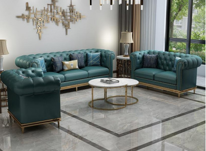 Chesterfield Sofa Couch Polster Couch 3er Couchen Polster Leder Neu