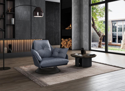 Sessel Design Grau Metall Relax Club Lounge Einsitzer Polster Stoff Leder