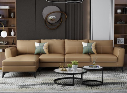 Design Esk Ecksofa L-form Modern Sofas Ledersofa Couch Sitz Wohnlandschaft Sofa