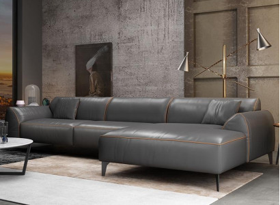 Wohnlandschaft Couch Polster Textil Leder Stoff Sitz Garnitur Eck Ecksofa L-Form