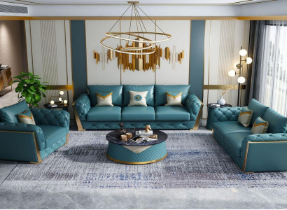 Sofagarnitur 3+2 Sitzer Wohnlandschaft Sofa Couch Polster Garnitur Sofas Leder