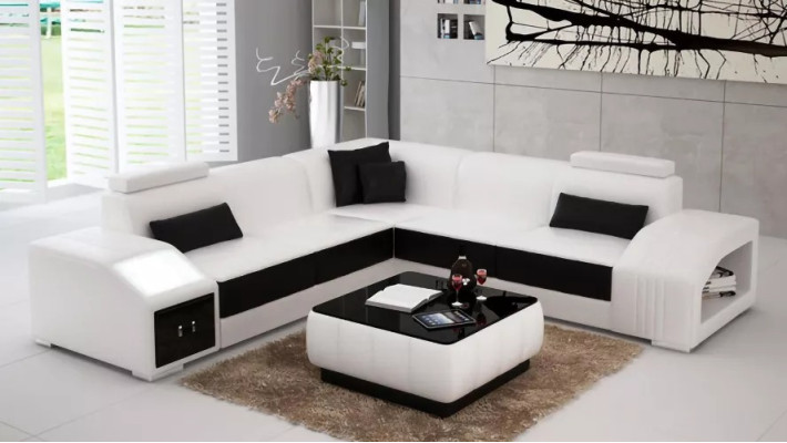 Lederpolster Design Ecksofa Couch Sofa L Form Wohnlandschaft Wohnzimmer Eckcouch