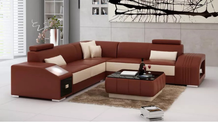 Lederpolster Design Ecksofa Couch Sofa L Form Wohnlandschaft Wohnzimmer Eckcouch