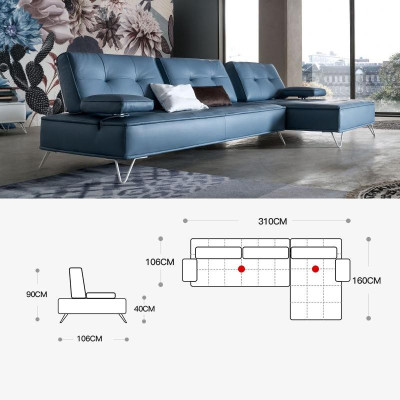 Wohnlandschaft Couch Polster Textil Stoff Leder Sitz Garnitur Eck L-Form Ecksofa