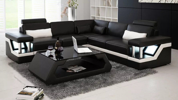 Wohnlandschaft Sofa Garnitur Eckgarnitur Ledersofa Polster Polster Couch
