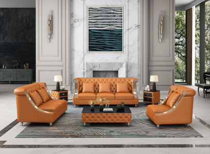 Designer Drei Sitzer Couch Sofa Polster Sitz 3er Leder Stoff Design Sofas