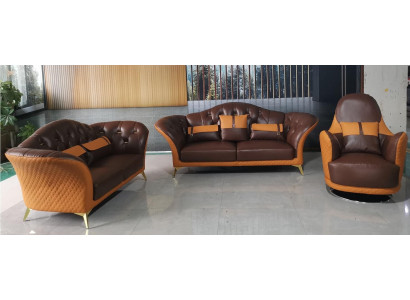 Sofagarnitur 3+2+1 Sitzer Wohnlandschaft Sofa Couch Polster Garnitur Ledersofa