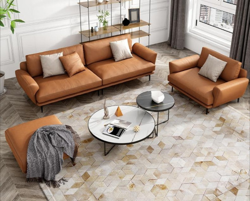 Sofagarnitur 4+3+2 Ledersofa Couch Wohnlandschaft Garnitur Design Modern Sofa