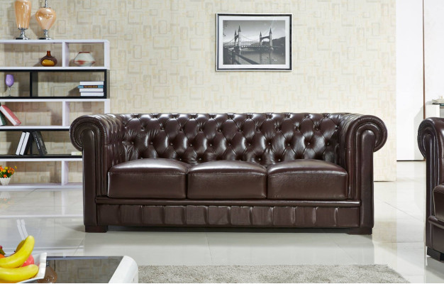 Dreisitzer Couch Polster Design Sofa Moderne 3er Sitz Sofas chesterfield braun