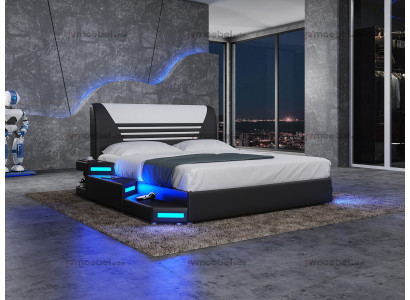 Betten Stilvolle Designer Doppelbett Möbel Polster Leder Weiß 180x200 NEU