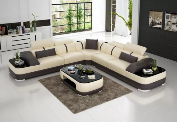 Wohnzimmer Eckcouch Design Ecksofa Möbel Moderne Lederpolster Couch