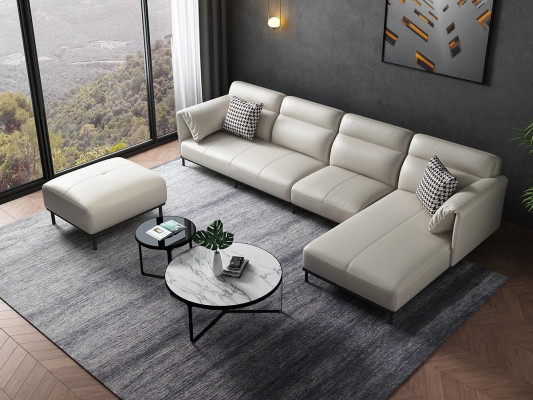Ecke Ecksofa L-Form Wohnlandschaft Sofa Polster Couch Garnitur Stoff Sofas Leder