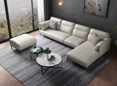 Ecke Ecksofa L-Form Wohnlandschaft Sofa Polster Couch Garnitur Stoff Sofas Leder