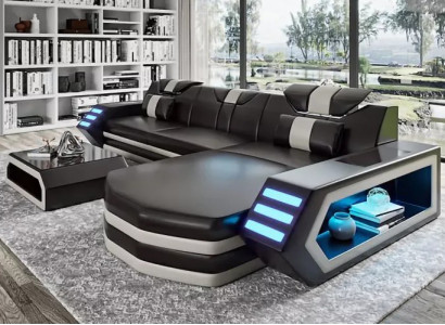 WohnlandschaftSofa Garnitur Eckgarnitur Ledersofa Ecksofa Polster Polster