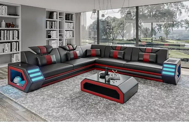 Lederpolster Design Wohnzimmer Ecksofa Eckcouch Couch Sofa L Form Wohnlandschaft