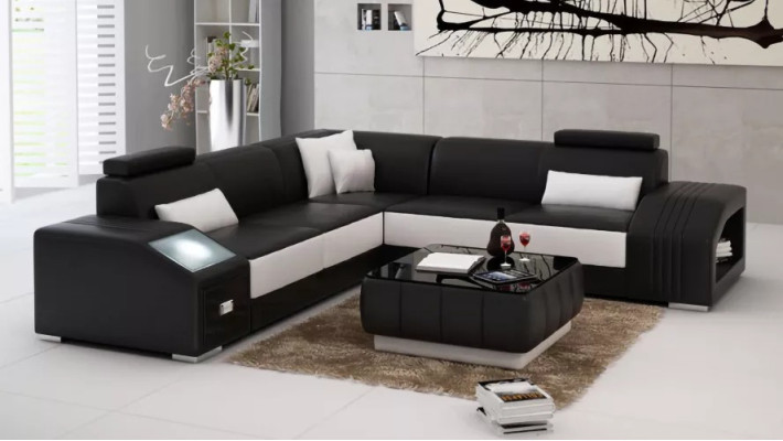 Design Ecksofa Wohnzimmer Eckcouch Lederpolster Couch Sofa L Form