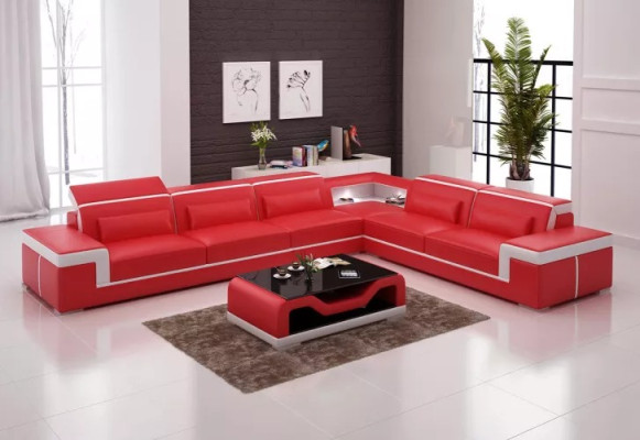 Lederpolster Design Ecksofa Wohnzimmer Eckcouch Couch Sofa L Form Wohnlandschaft