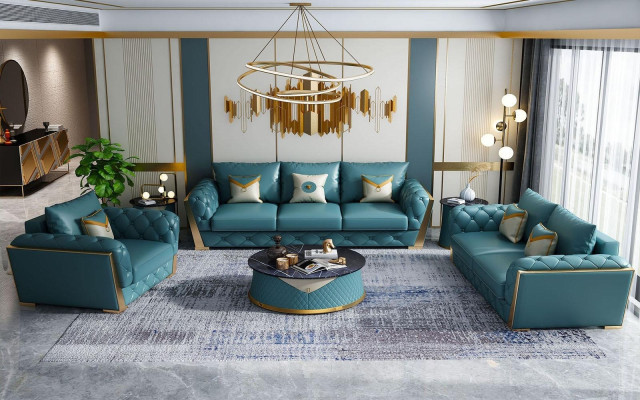 Sofagarnitur 3+2+1 Sitzer Wohnlandschaft Couch Sofa Polster Garnitur Sofas Leder