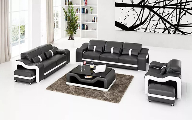 Sofagarnitur 321 Sitzer Ledersofa Modernes Sofa Wohnlandschaft Designer