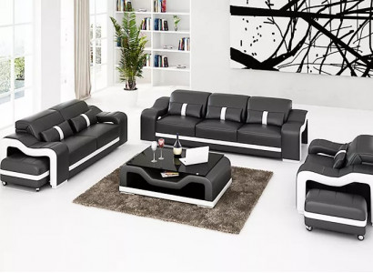Sofagarnitur 321 Sitzer Ledersofa Modernes Sofa Wohnlandschaft Designer