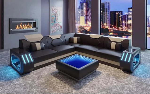 Ecksofa Lederpolster Design Wohnzimmer Eckcouch Couch Sofa L Form Wohnlandschaft