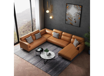 Wohnzimmer Eckcouch Design Ecksofa Möbel Lederpolster Couch Sofa