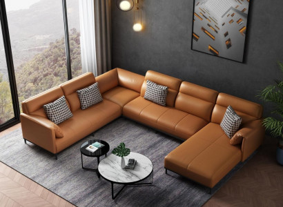 Wohnzimmer Eckcouch Design Ecksofa Möbel Lederpolster Couch Sofa