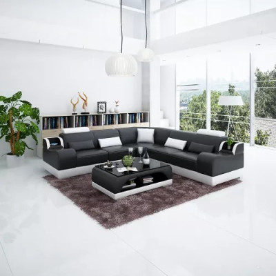 Design Ecksofa Wohnzimmer Moderne Eckcouch Lederpolster Couch Sofa