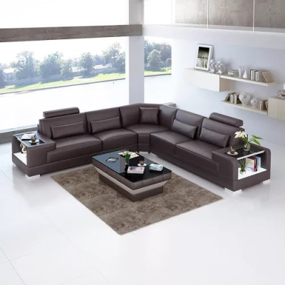 Design Wohnzimmer Sofa Möbel Eckcouch Ecksofa Lederpolster Couch
