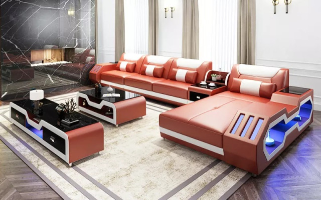 Lederpolster Design Ecksofa Eckcouch Couch Sofa L Form Wohnlandschaft