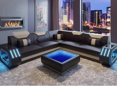 Design Eckcouch Ecksofa Wohnzimmer Möbel Lederpolster Couch Sofa